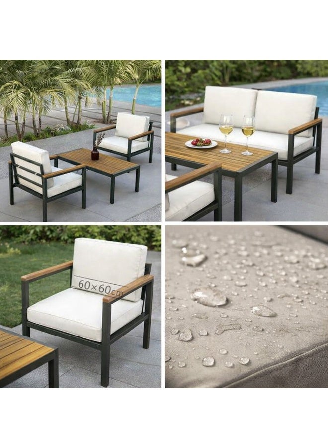 Outdoor Metal Patio Set – 1 Sofa, 2 Chairs & 1 Table, Waterproof Fabric Seating, Durable Metal Frame, Perfect for Garden, Balcony & Terrace - Image 2